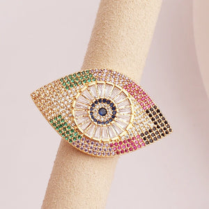 Bohemian Evil Eye Charms Zircon Finger Rings Party Jewelry Women