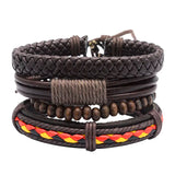 Adjustable Men's Vintage Leather Beads Bracelet Wristband