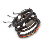 Adjustable Men's Vintage Leather Beads Bracelet Wristband