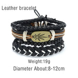 Adjustable Men's Vintage Beaded Leather Bracelet Wristband