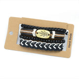 Adjustable Men's Vintage Beaded Leather Bracelet Wristband