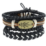 Adjustable Men's Vintage Beaded Leather Bracelet Wristband