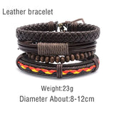 Adjustable Men's Vintage Leather Beads Bracelet Wristband