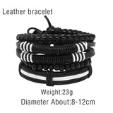 Adjustable Men's Leather Bead Bracelet Wristband