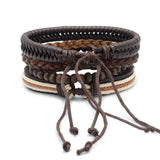 Adjustable Red Brown Retro Cross Leather Bracelet Wristband