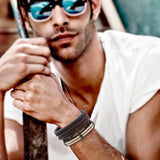 Adjustable Red Brown Retro Cross Leather Bracelet Wristband