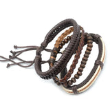 Adjustable Red Brown Retro Cross Leather Bracelet Wristband