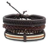 Adjustable Red Brown Retro Cross Leather Bracelet Wristband