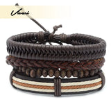 Adjustable Red Brown Retro Cross Leather Bracelet Wristband