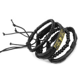 Adjustable Men's Skull Vintage Bracelet Leather Wristband Rope