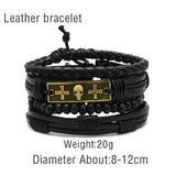 Adjustable Men's Skull Vintage Bracelet Leather Wristband Rope