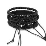 Adjustable Men's Skull Vintage Bracelet Leather Wristband Rope