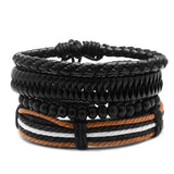 Adjustable Men's Vintage Leather Bead Bracelet Wristband