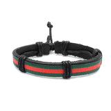 Adjustable Men's Vintage Leather Bracelet with Bead Wristband