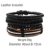 Adjustable Men's Vintage Leather Bead Bracelet Wristband