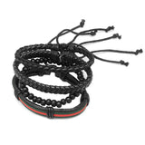 Adjustable Men's Vintage Leather Bracelet with Bead Wristband