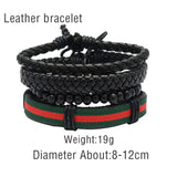 Adjustable Men's Vintage Leather Bracelet with Bead Wristband