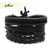 Adjustable Vintage Leather Beaded Bracelet Wrist Strap