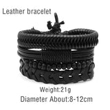 Adjustable Vintage Leather Beaded Bracelet Wrist Strap