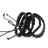 Adjustable Vintage Leather Beaded Bracelet Wrist Strap