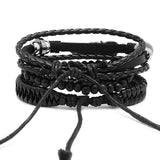 Adjustable Men's Vintage Leather Feather Bracelet