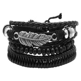 Adjustable Men's Vintage Leather Feather Bracelet