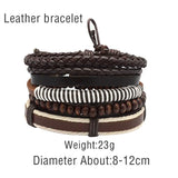 Adjustable Men's Brown Vintage Multilayer Leather Bead Bracelet