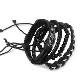 Adjustable Men's Retro Skull Beaded Bracelet Wrist Strap