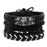 Adjustable Men's Retro Skull Beaded Bracelet Wrist Strap