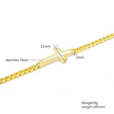 Crystal Charm Cross Bracelet Stainless Steel Chain Lobster Clasp