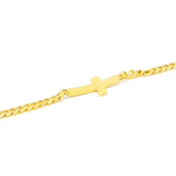 Crystal Charm Cross Bracelet Stainless Steel Chain Lobster Clasp