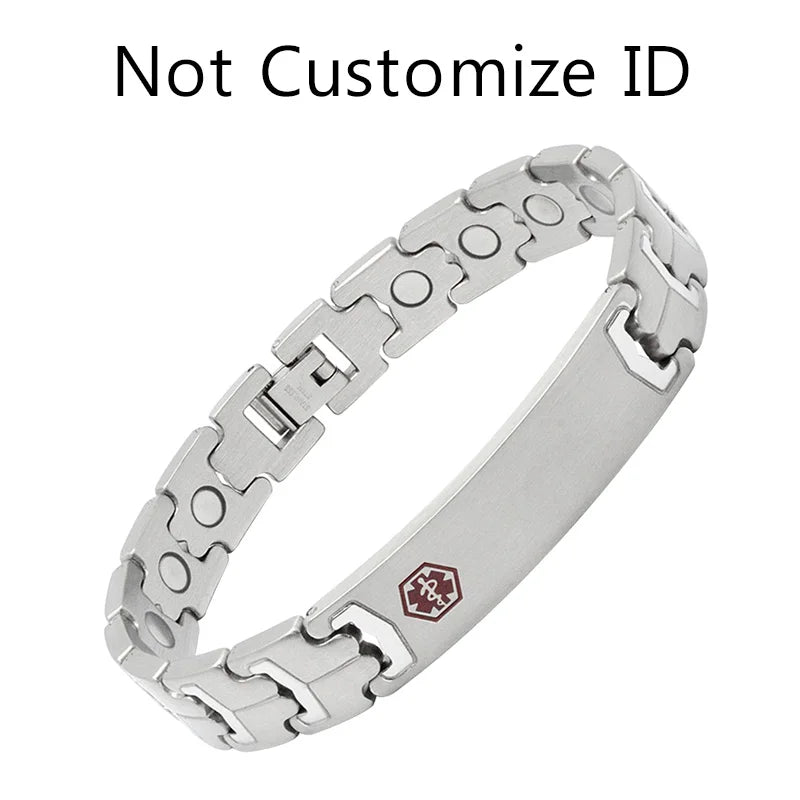 Medical Alert ID Men's Health Magnetic Bracelets Engraving