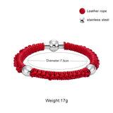 Men's Leather Bracelet Stainless Steel Charm Buckle Bracelet