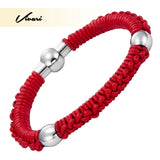 Men's Leather Bracelet Stainless Steel Charm Buckle Bracelet