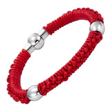 Men's Leather Bracelet Stainless Steel Charm Buckle Bracelet