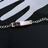 Women Red Crystal Bracelet Silver Bangle Gift Wristband Charm