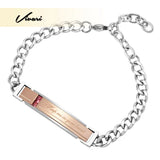 Women Red Crystal Bracelet Silver Bangle Gift Wristband Charm
