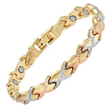 Women's Golden Magnetic Bracelet Chain Bangle Cross Geometric Pattern Alloy