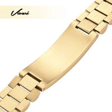 Gold Men's Medical Alert ID Bracelet - Engraved Information Record