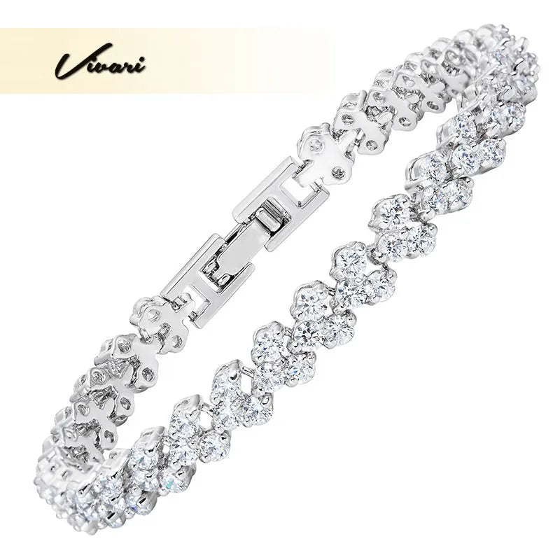 Women Charm Pretty Clear Crystals Copper Bracelet
