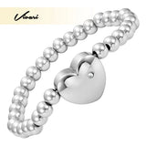 Love Heart Stainless Steel Bracelet Crystal Center Piece Jewelry for Ladies