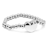 Love Heart Stainless Steel Bracelet Crystal Center Piece Jewelry for Ladies