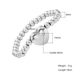 Love Heart Stainless Steel Bracelet Crystal Center Piece Jewelry for Ladies