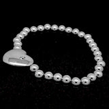 Love Heart Stainless Steel Bracelet Crystal Center Piece Jewelry for Ladies