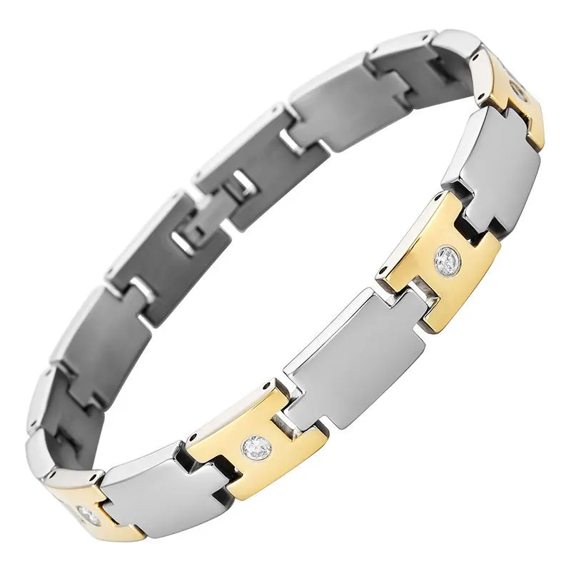 Titanium Crystal Charm Bracelet Silver