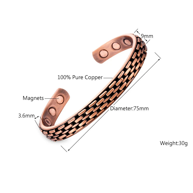 Vintage Magnetic Copper Plating Bangle Bracelet Men/Women Charm Gift