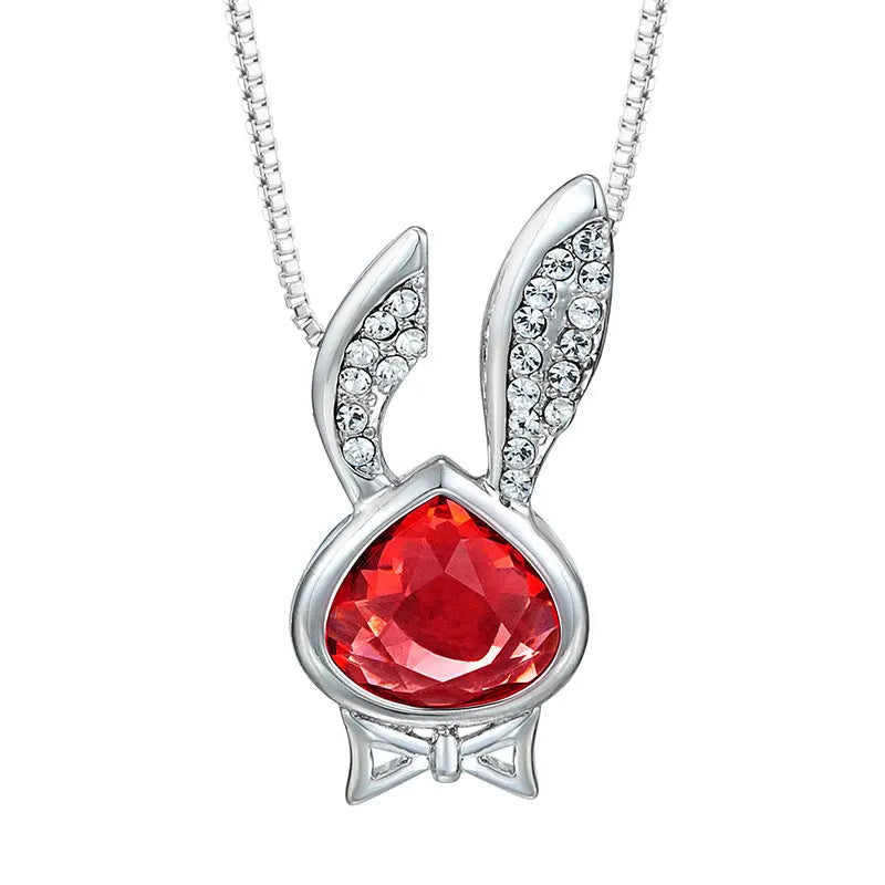 Red Rabbit Crystal Stone Necklace Jewelry Accessories