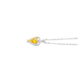 Yellow Crystal Heart Necklace Stainless Steel Jewelry