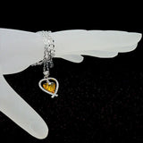 Yellow Crystal Heart Necklace Stainless Steel Jewelry