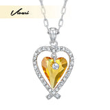 Yellow Crystal Heart Necklace Stainless Steel Jewelry
